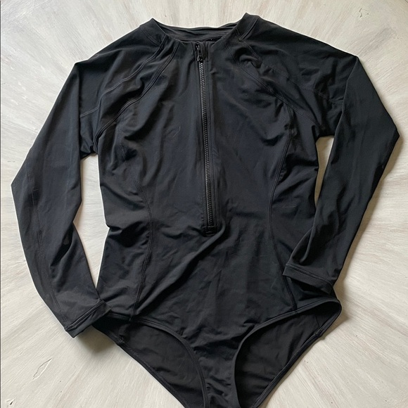 Athleta Other - Athleta Jet Black Zip Front One Piece Swimsuit